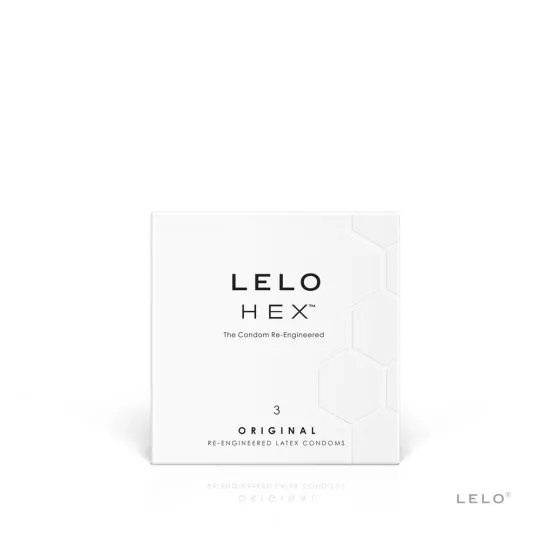 LELO óvszer Hex Condoms Original 3 Pack - latex, extra vékony, stimuláló felszínnel, síkosított, 3 db