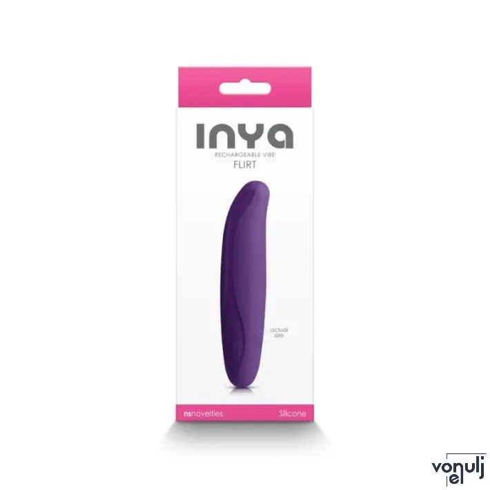 INYA minivibrátor Flirt Dark Purple - sötét lila színben, kompakt kivitel, vízálló, akkumulátoros