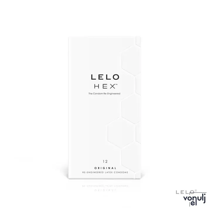 LELO óvszer Hex Condoms Original 12 Pack - latex, extra vékony, stimuláló felszínnel, síkosított, 12 db