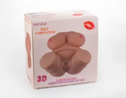 MISTRESS maszturbátor Double Hole 3D V - realisztikus, testszínű, mellekkel, vagina és ánusznyílással, vízálló, vibráció nélküli