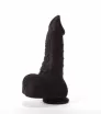 X-MEN nonfiguratív dildó 8.5" Dildo Colours Pleasure Black 5 - szilikon, fekete színben, herékkel, hajlítható, letapasztható, vízálló, 21 cm