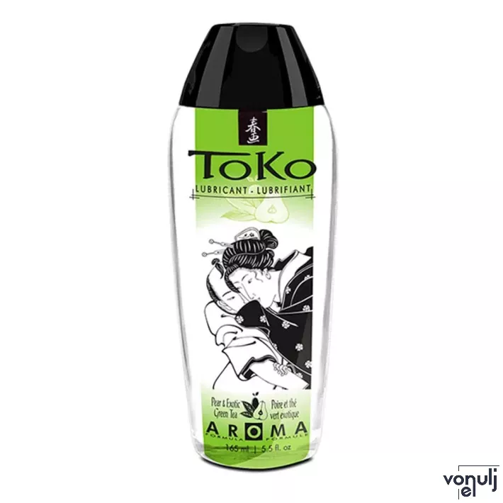 SHUNGA intim síkosító Toko Aroma Lubricant Pear&Exotic Green Tea 165 ml - vízbázisú, ehető, körte-egzotikus zöld tea ízű, bársonyos, hosszantartó