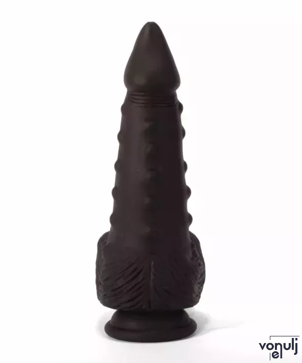 X-MEN nonfiguratív dildó 8.5" Dildo Colours Pleasure Black 5 - szilikon, fekete színben, herékkel, hajlítható, letapasztható, vízálló, 21 cm
