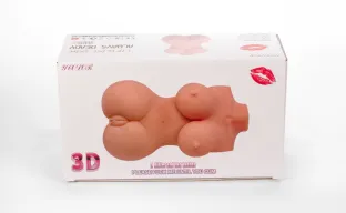 MISTRESS torzó maszturbátor Double Hole 3D IV - realisztikus, testszínű, mellekkel, vagina és ánusznyílással, vízálló, vibráció nélküli