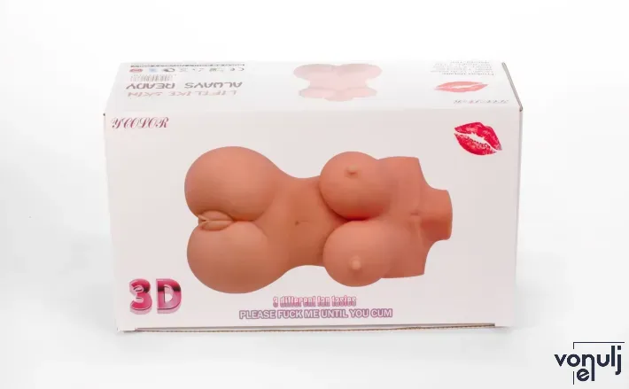 MISTRESS torzó maszturbátor Double Hole 3D IV - realisztikus, testszínű, mellekkel, vagina és ánusznyílással, vízálló, vibráció nélküli