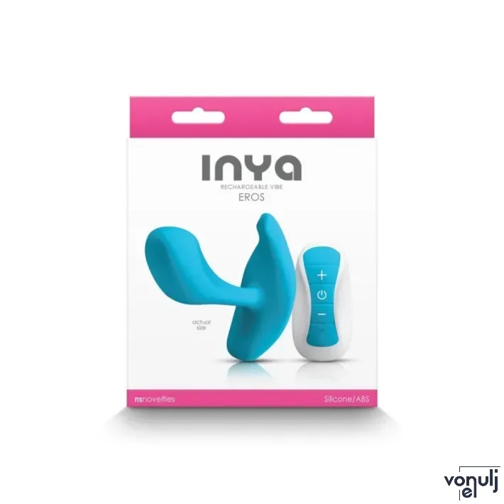 INYA csiklóizgatós vibrátor Eros Blue - kék színben, g-pontos kialakítás, távirányítóval, vízálló, akkumulátoros