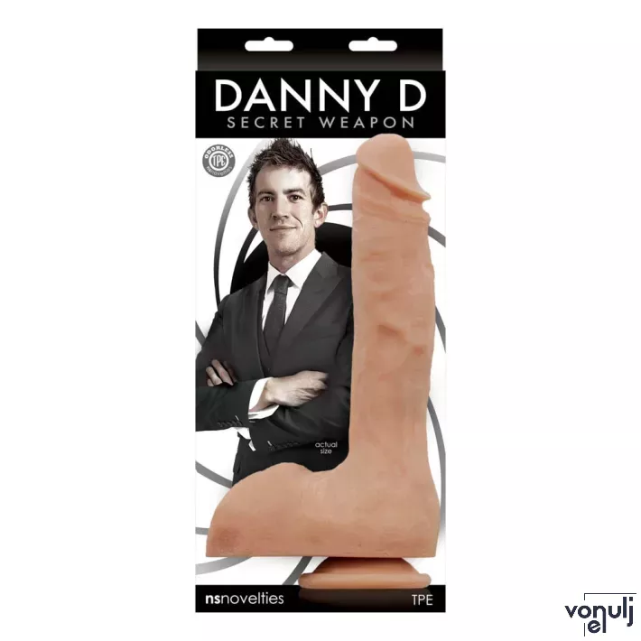 NS NOVELTIES élethű dildó Danny D Secret Weapon Dong - realisztikus, nagy méretű, herékkel, letapasztható, vízálló, TPE (28 cm)