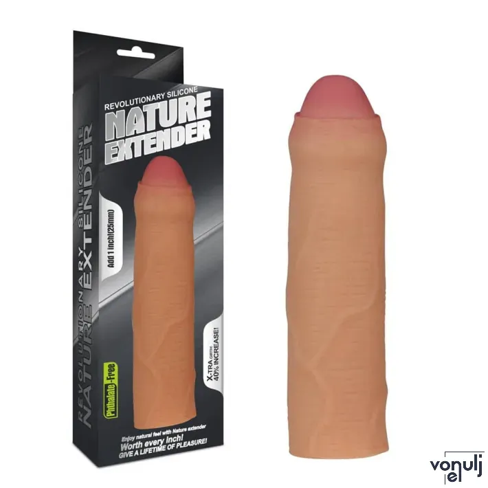 LOVETOY péniszköpeny Revolutionary Silicone Nature Extender 2 - realisztikus, testszínű, vízálló, (17,5 cm)