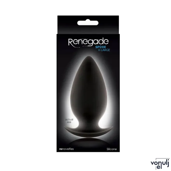 RENEGADE fenékdugó Spades X Large Black - fekete színben, XL-méretben, vízálló, szilikon, 11 cm