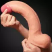 LOVETOY élethű dildó 12" NATURE COCK 2 PLATINUM - nagy méretű, herékkel, kétrétegű, letapasztható, szilikon (30 cm)