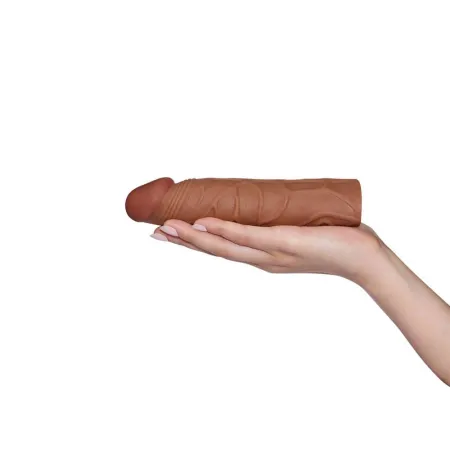 LOVETOY péniszköpeny Pleasure X-Tender Penis Sleeve Brown 2 - realisztikus, barna színű, vízálló, (17 cm)