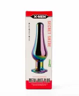X-MEN fenékdugó Secret Shine Metal Blug Plug Rainbow L - szivárvány színben, szivárványos kővel, L-méretben, vízálló, fém (12.9 cm)