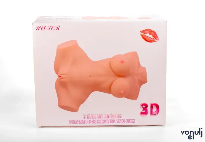 MISTRESS torzó maszturbátor Double Hole 3D III - realisztikus, testszínű, mellekkel, vagina és ánusznyílással, vízálló, vibráció nélküli