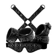 NS NOVELTIES kötöző szett Sinful Bondage Kit Black - kötöző, szemmaszk, bokabilincs, csuklóbilincs, fekete színben