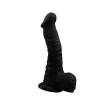 CHISA NOVELTIES élethű dildó Politician-Black - közepes méretű, letapasztható, herékkel, fekete színben, vízálló, szilikon (19,5 cm)