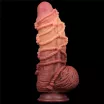 LOVETOY élethű dildó 10'' Dual layered Platinum Silicone Cock with Rope - nagy méretű,sötét színben,kétrétegű,letapasztható,vízálló,szilikon(27 cm)