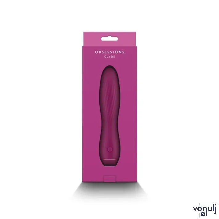 NS NOVELTIES rúdvibrátor Obsession Clyde Dark Pink - rózsaszín színben, bordázott stimuláló felszínnel, vízálló, akkumulátoros