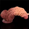 LOVETOY élethű dildó 10'' Dual layered Platinum Silicone Cock with Rope - nagy méretű,sötét színben,kétrétegű,letapasztható,vízálló,szilikon(27 cm)