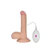 LOVETOY élethű vibrátor 7.5" The Ultra Soft Dude Vibrating -  vízálló, herékkel, távirányítóval, tapadókoronggal, elemes, szilikon(19 cm)