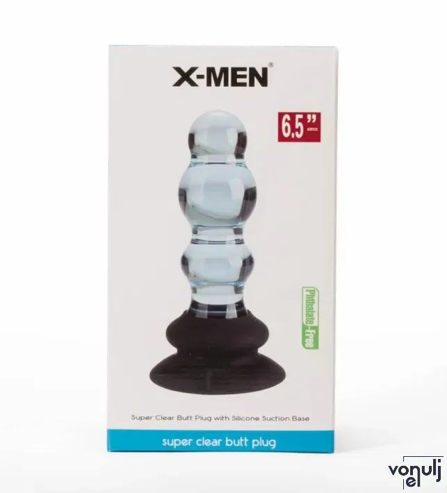 X-MEN análbot 3 Beads Anal Plug - áttetsző, letapasztható, vízálló, 16,5 cm