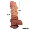 LOVETOY élethű dildó 10'' Dual layered Platinum Silicone Cock with Rope - nagy méretű,sötét színben,kétrétegű,letapasztható,vízálló,szilikon(27 cm)