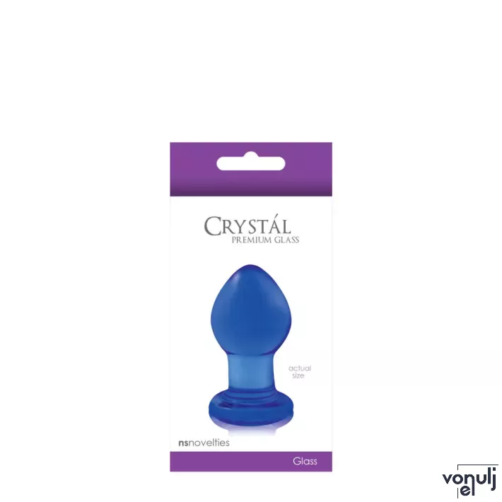 NS NOVELTIES fenékdugó Crystal Small Blue - kék színben, üveg, S méretben, vízálló (6,4 cm)