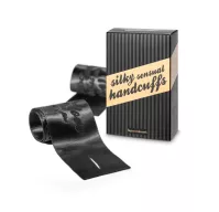 BIJOUX INDISCRETS kötöző Silky Sensual Handcuffs - selymes anyagból, fekete színben
