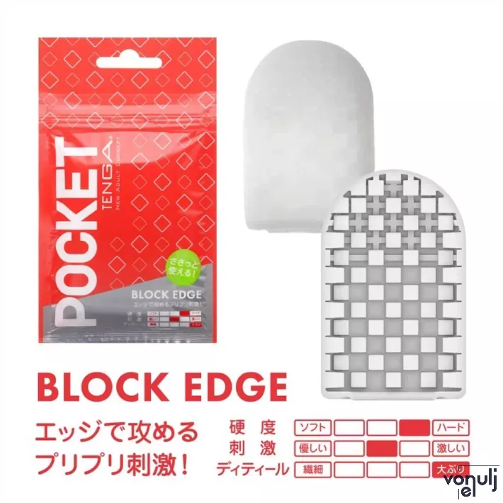 TENGA maszturbátor Pocket Block Edge - kompakt kivitel, egyszer használatos
