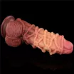 LOVETOY élethű dildó 10'' Dual layered Platinum Silicone Cock with Rope - nagy méretű,sötét színben,kétrétegű,letapasztható,vízálló,szilikon(27 cm)