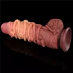 LOVETOY élethű dildó 10'' Dual layered Platinum Silicone Cock with Rope - nagy méretű,sötét színben,kétrétegű,letapasztható,vízálló,szilikon(27 cm)