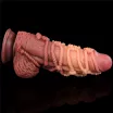 LOVETOY élethű dildó 10'' Dual layered Platinum Silicone Cock with Rope - nagy méretű,sötét színben,kétrétegű,letapasztható,vízálló,szilikon(27 cm)