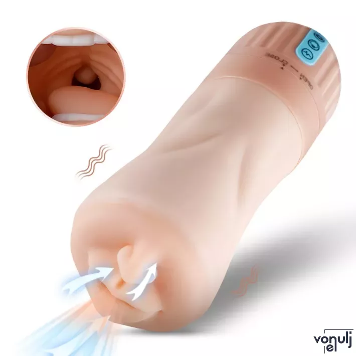 MISTRESS maszturbátor Sucktroker II - élethű műszáj,testszínű,orál szexhez,vibrátoros,szívó funkcióval,folyadék elvezetéssel,akkumulátoros,vízálló