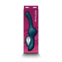 NS NOVELTIES G-pont vibrátor Revolution Tsunami Teal - türkiz színben, kétvégű, ívelt kialakítású, távirányítóval, akkumulátoros