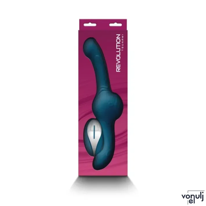 NS NOVELTIES G-pont vibrátor Revolution Tsunami Teal - türkiz színben, kétvégű, ívelt kialakítású, távirányítóval, akkumulátoros