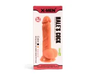 X-MEN élethű dildó Hale's 8,1" Cock Flesh - Közepes méretű, herékkel, letapasztható, testszínű, PVC (20 cm)