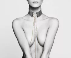 BIJOUX INDISCRETS nyakpánt lánccal Desir Metallique Collar Black - fekete színben
