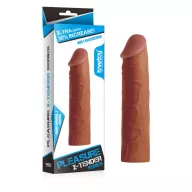 LOVETOY péniszköpeny Pleasure X-Tender Penis Sleeve Brown 1 - realisztikus, barna színű, vízálló, (17cm)