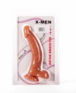 X-MEN hajlított dildó 7.9" Silicone Dildo Flesh - realisztikus, testszínű, herékkel, letapasztható, vízálló, szilikon ( 20 cm )