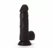 X-MEN élethű dildó 7.5" Colours Pleasure Black 1 - Közepes méretű, herékkel, letapasztható, fekete, szilikon (19 cm)