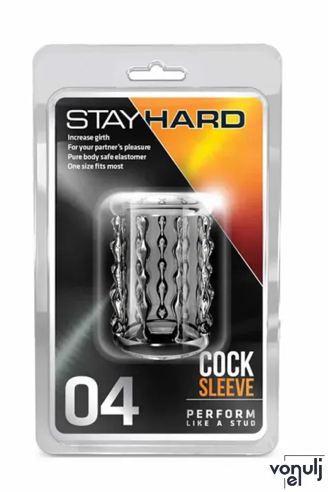 BLUSH péniszmandzsetta Stay Hard Cock Sleeve 04 Clear - áttetsző, hullámos stimuláló felszín, vízálló (5 cm)