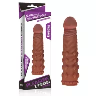 LOVETOY péniszköpeny Pleasure X-Tender Penis Sleeve Brown 5 - realisztikus, barna színű, vízálló, (18 cm)