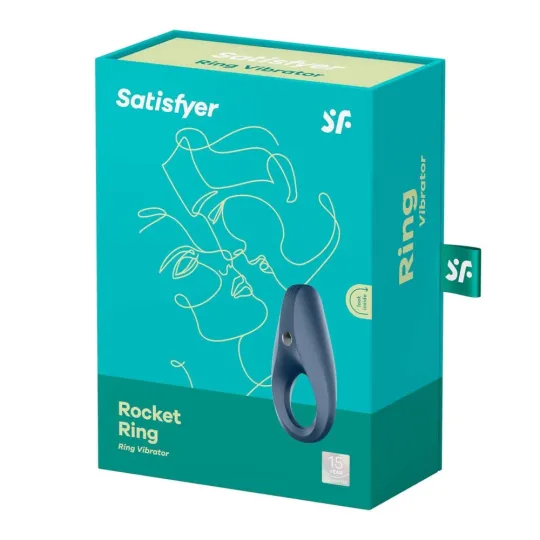 SATISFYER péniszgyűrű Rocket Ring - sötétkék színben, vibrációs funkcióval, vízálló, akkumulátoros