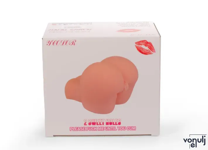 MISTRESS maszturbátor 2 Sweet Holes V - realisztikus, testszínű, vagina és ánusznyílással, vízálló, vibráció nélküli