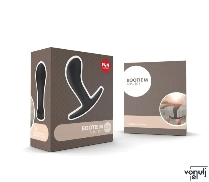 FUN FACTORY fenékdugó Bootie M Black - fekete színben, vízálló, M-méretben, szilikon (9.2 cm)