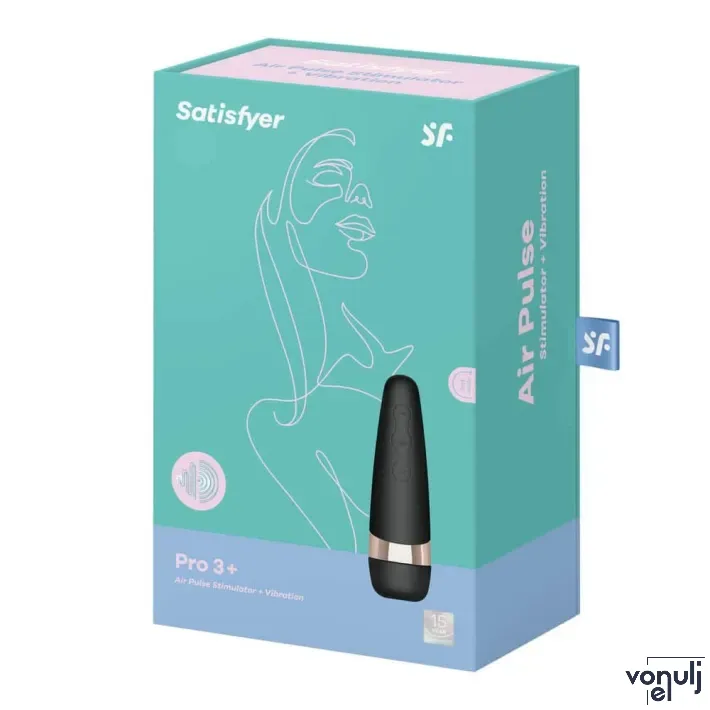SATISFYER léghullámos csiklóizgató és vibrátor Pro 3 + - fekete-arany színben, vízálló, akkumulátoros