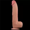 LOVETOY élethű dildó 13,5'' King Sized Sliding Skin Dual Layer Dong - extra nagy méretű, herékkel, kétrétegű, letapasztható, vízálló, TPE (34 cm)