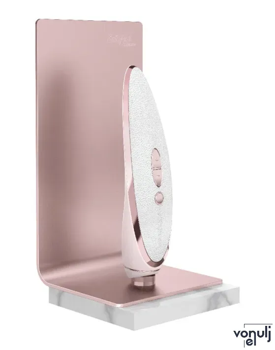 SATISFYER léghullámos csiklóizgató Luxury Pret-á-porter - vibrációs funkcióval, fehér-rózsaszín színben, vízálló, akkumulátoros