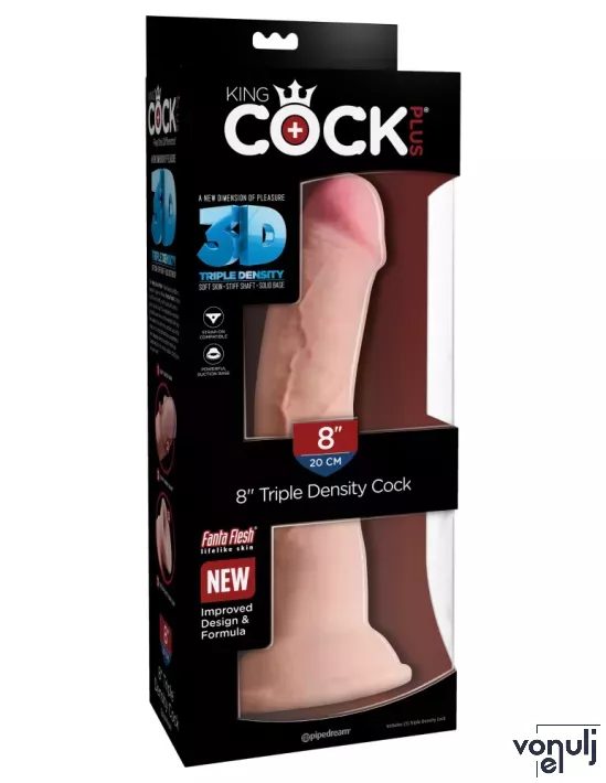 Élethű műpénisz Pipedream Triple Density 8" Cock Flesh - vízálló