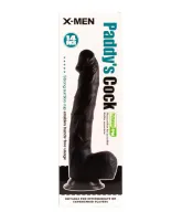 X-MEN hajlított dildó Paddy’s 14 inch Cock Black - realisztikus, fekete színben, letapasztható, vízálló, PVC (35 cm)