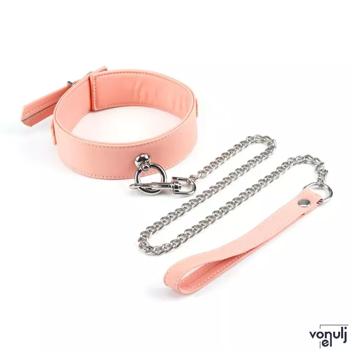 BDSM nyakörv pórázzal Liebe Seele Pink